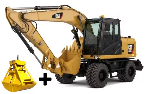 Колесный экскаватор Caterpillar M317D2 с грейфером